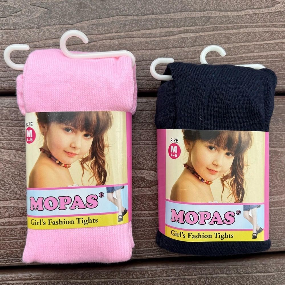 Get 2 for $5 🤑 5/6 yrs Girl's Fashion Thick Winter Tights - Pink & Navy Blue